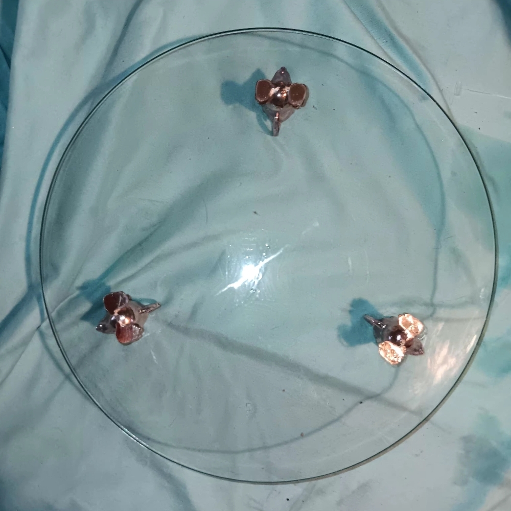 Mcm Glass Serving Platter with Silver Mouse Feet